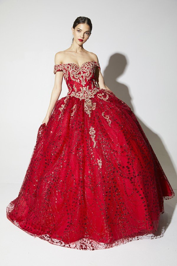 Glitter Off Shoulder Ball Gown by Eureka 9778