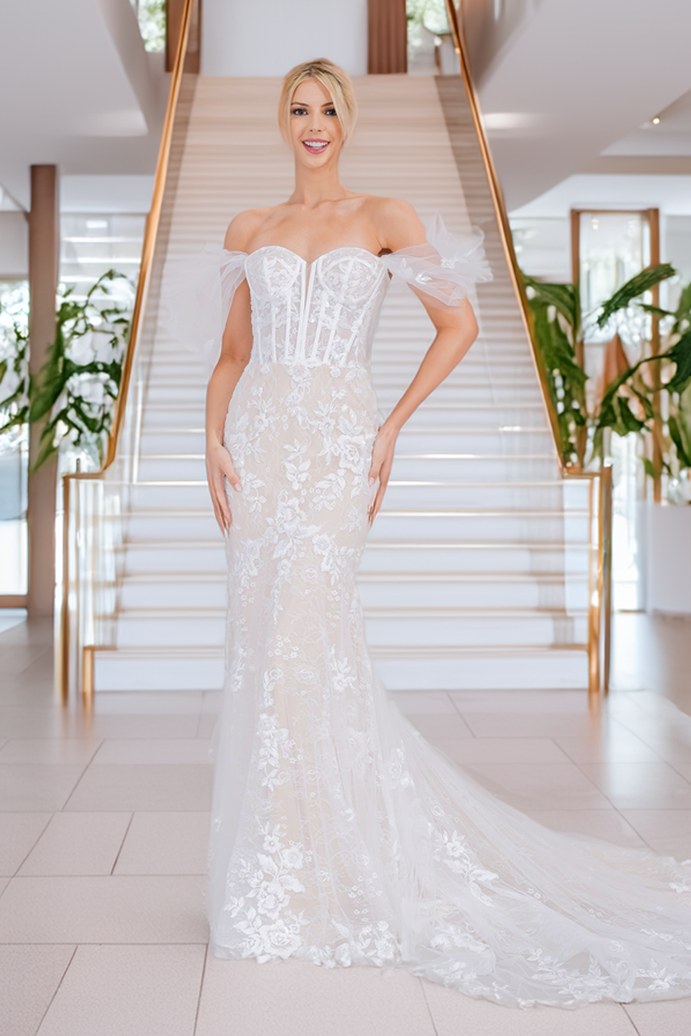 Off Shoulder Bridal Mermaid Dress by Amelia Couture WL0100