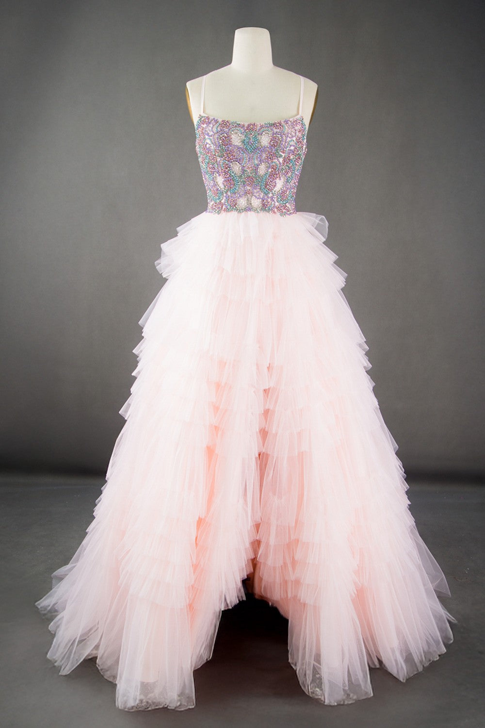 Sleeveless Ruffled Gown by Amelia Couture SU096