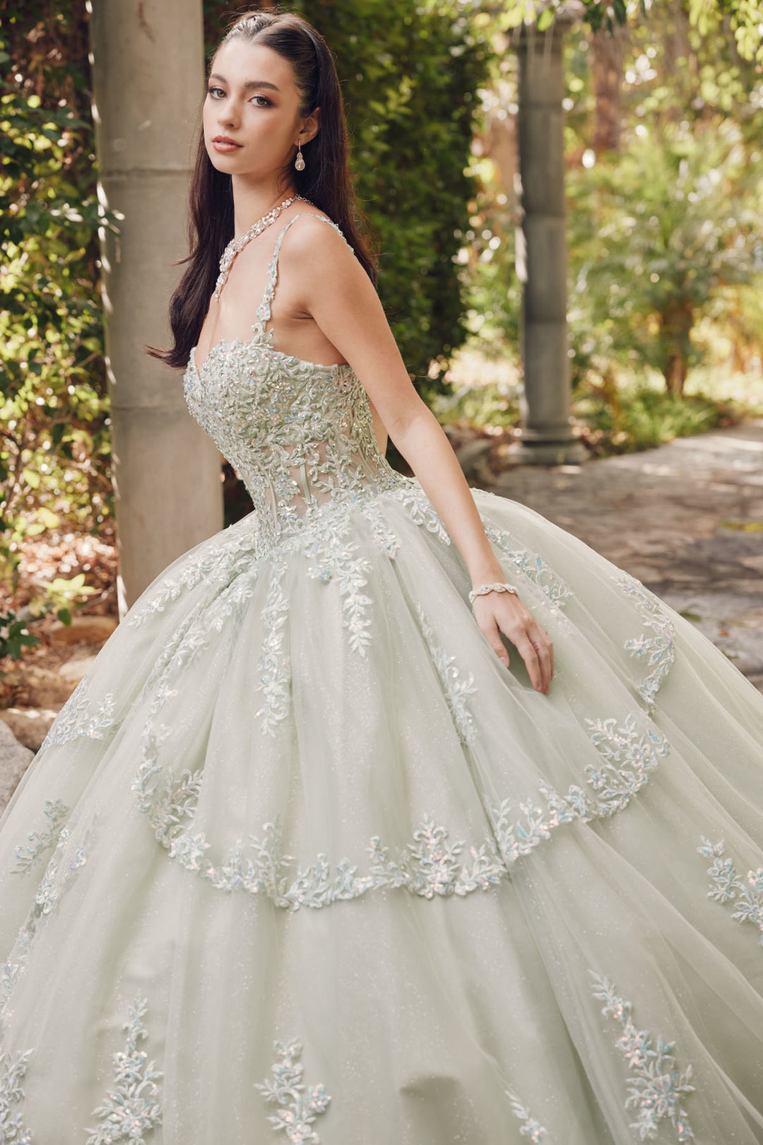 Embroidered Sleeveless Corset Ball Gown by Juliet JT1450J