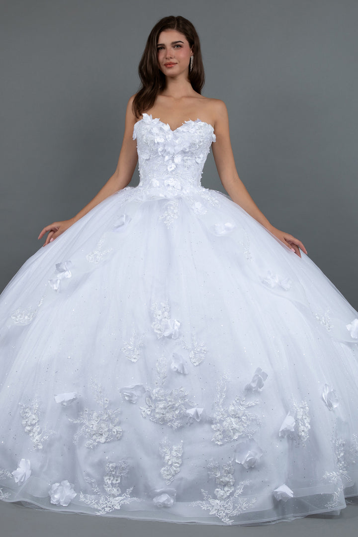 3D Floral Strapless Ball Gown by Juliet JT1495HW