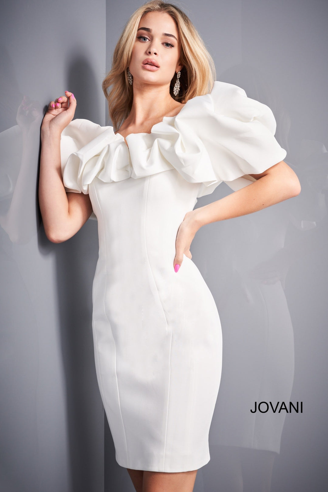 Ruffled Short Off Shoulder Dress by Jovani 04367