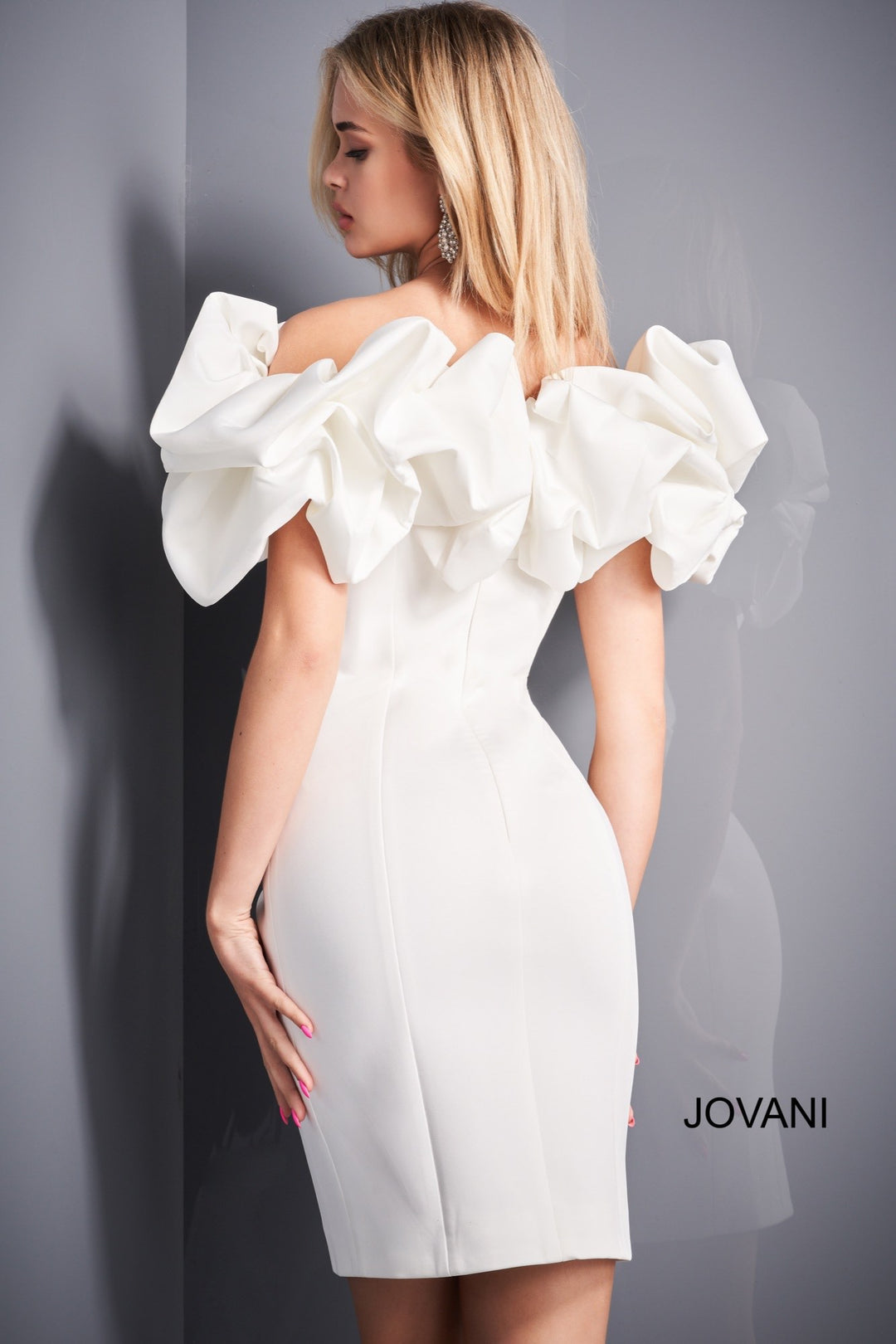 Ruffled Short Off Shoulder Dress by Jovani 04367