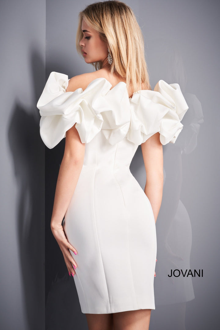 Ruffled Short Off Shoulder Dress by Jovani 04367