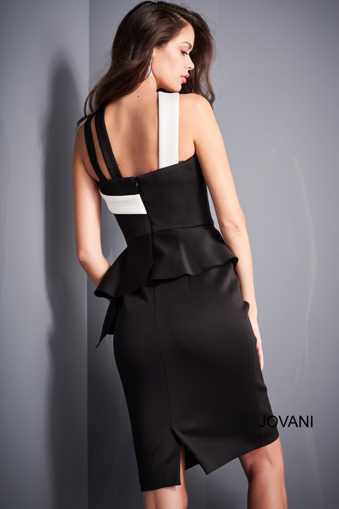 Fitted Short Sleeveless Peplum Dress by Jovani 04409