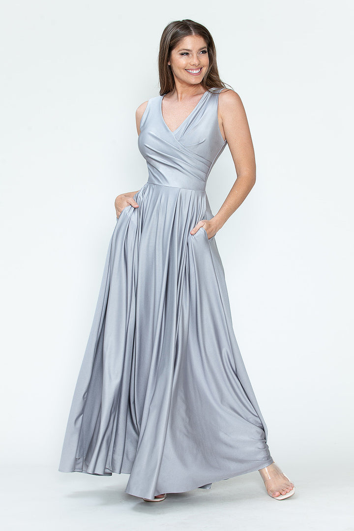 Sleeveless V-Neck A-line Gown by Lenovia 5242
