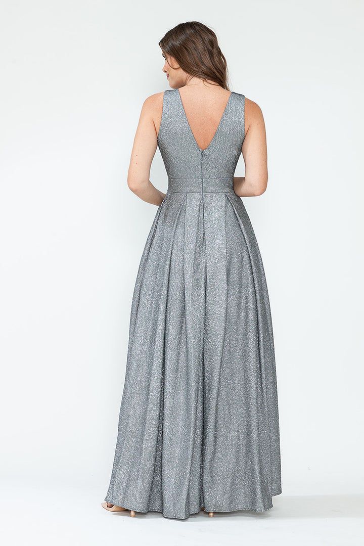 Metallic Sleeveless A-line Gown by Lenovia 5256