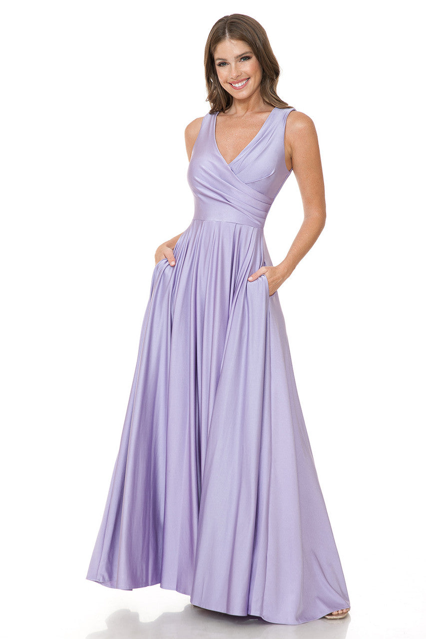 Sleeveless V-Neck A-line Gown by Lenovia 5242
