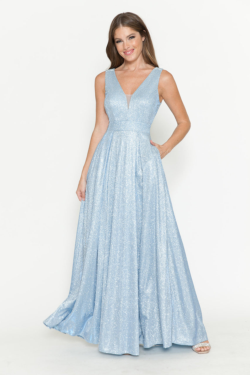 Metallic Sleeveless A-line Gown by Lenovia 5256