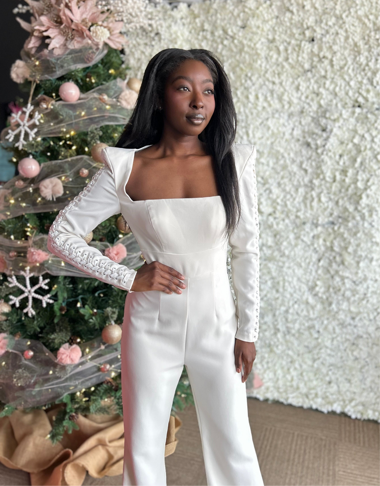Long Sleeve Square Neck Jumpsuit by Jovani 09588