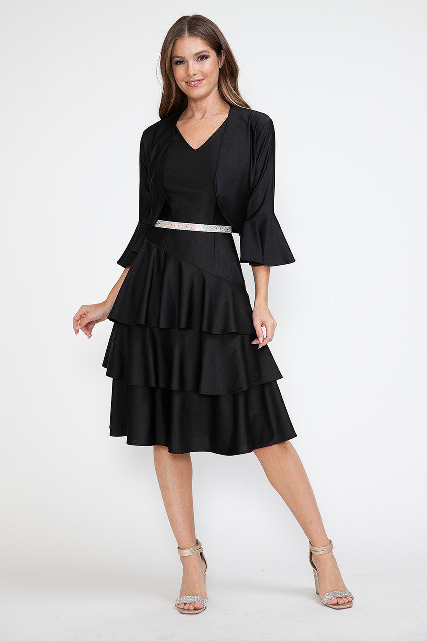 2-Piece Jacket Short Tiered Dress by Lenovia 5283