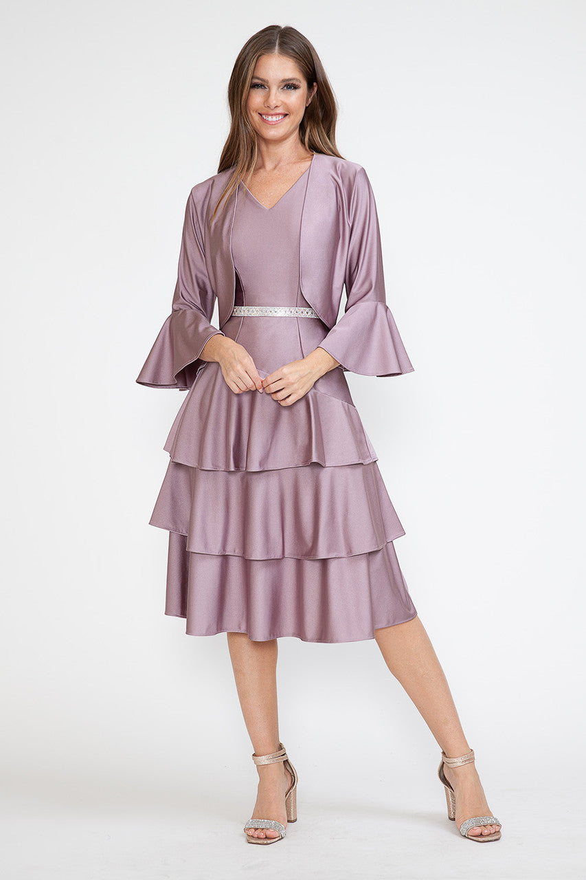 2-Piece Jacket Short Tiered Dress by Lenovia 5283