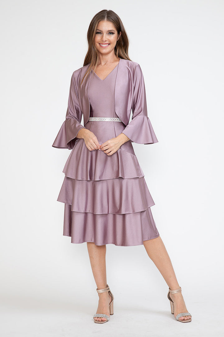 2-Piece Jacket Short Tiered Dress by Lenovia 5283