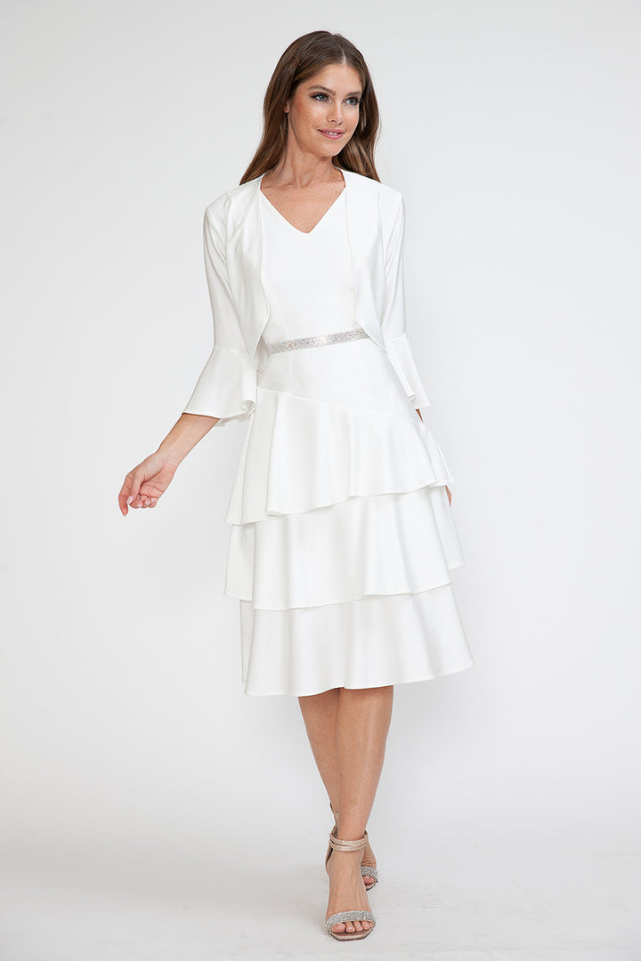 2-Piece Jacket Short Tiered Dress by Lenovia 5283