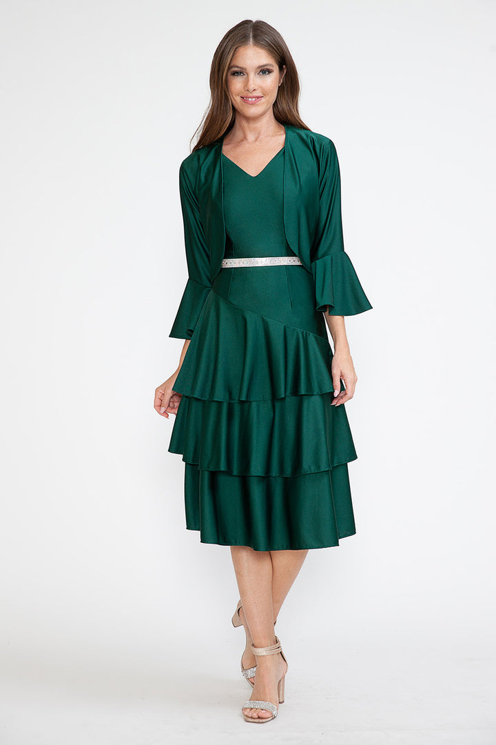 2-Piece Jacket Short Tiered Dress by Lenovia 5283