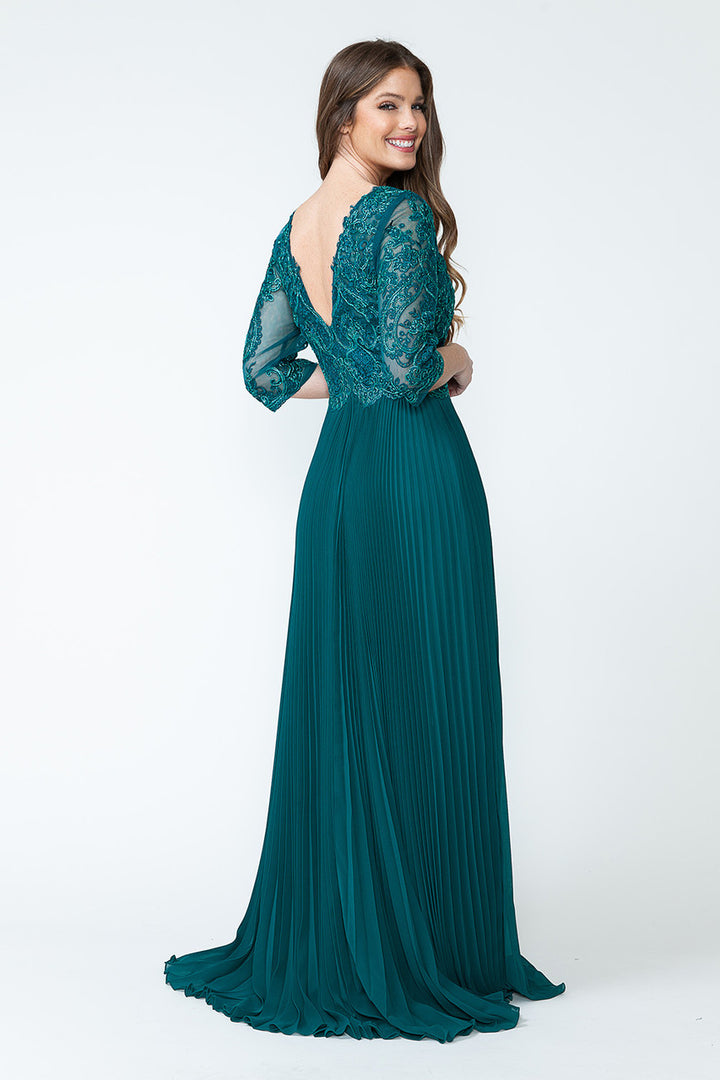 Chiffon 3/4 Sleeve A-line Gown by Lenovia 8145