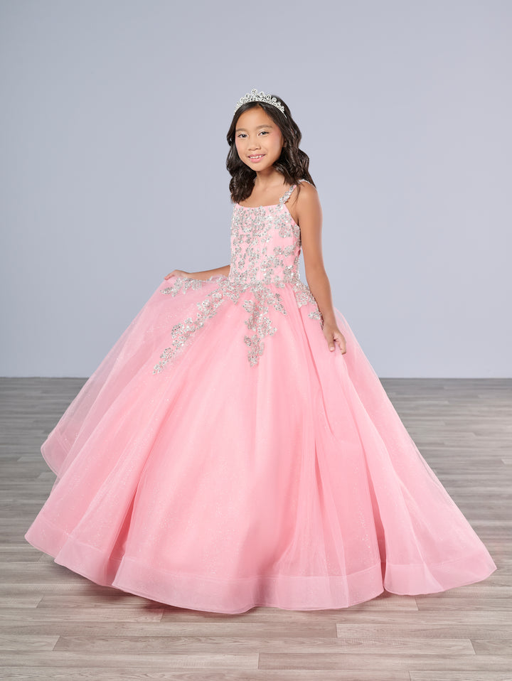 Girls Applique Sleeveless Gown by Tiffany Princess 13799