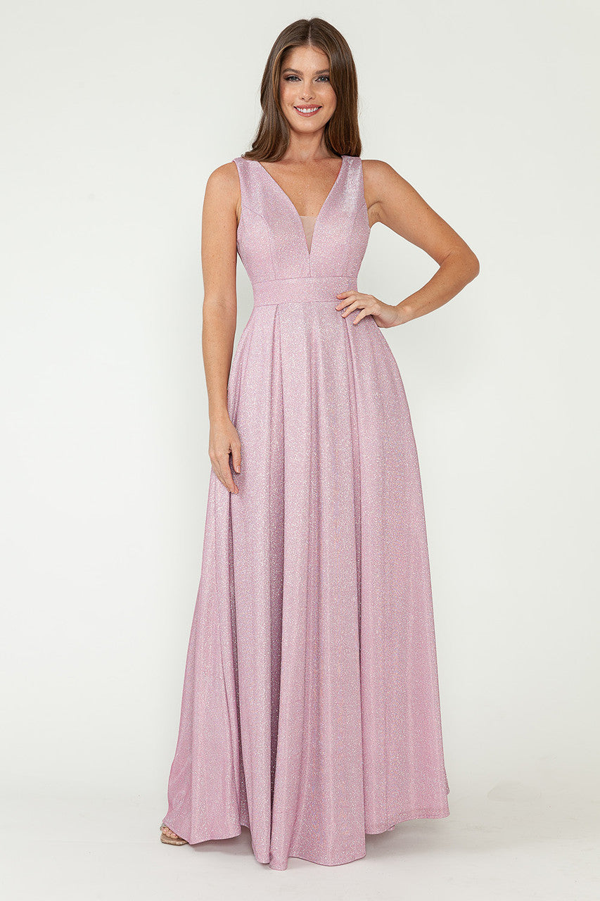 Metallic Sleeveless A-line Gown by Lenovia 5256