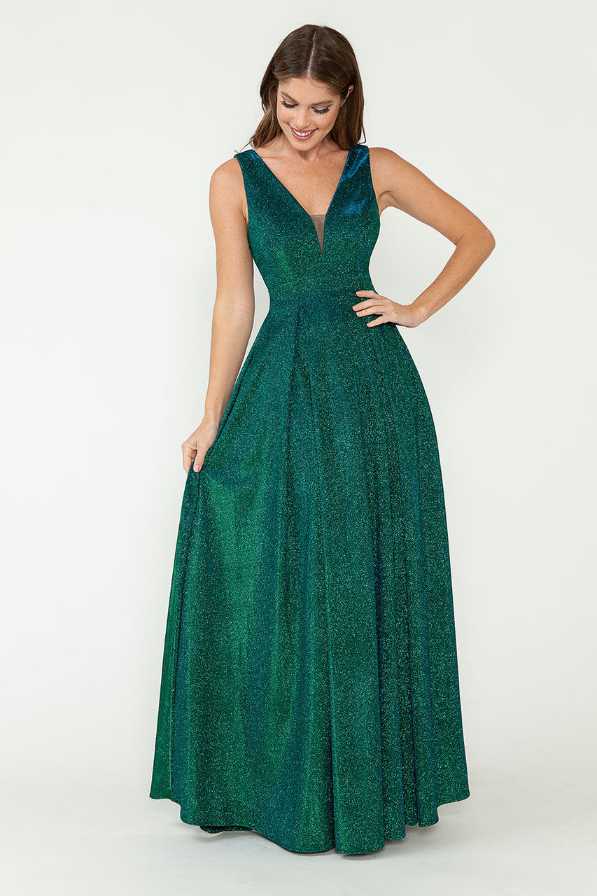 Metallic Sleeveless A-line Gown by Lenovia 5256