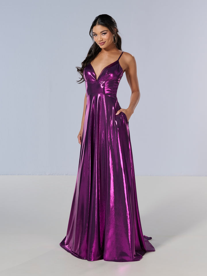 Metallic Sleeveless A-line Gown by Tiffany Designs 16179