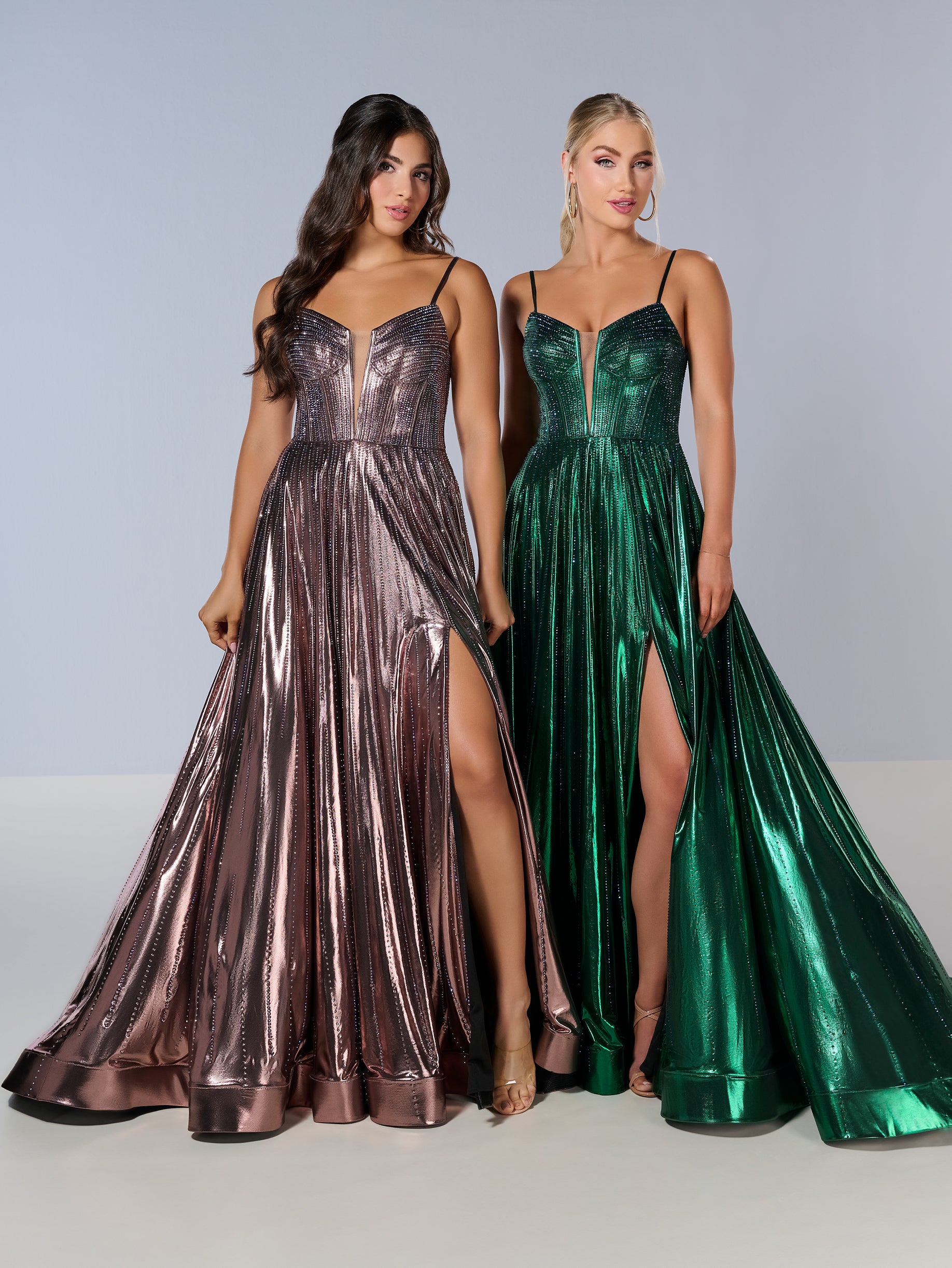 Metallic Sleeveless A-line Slit Gown by Tiffany Designs 16189 20 / Black Metallic Sleeveless A-line Slit Gown by Tiffany Designs 16189 20 / Black