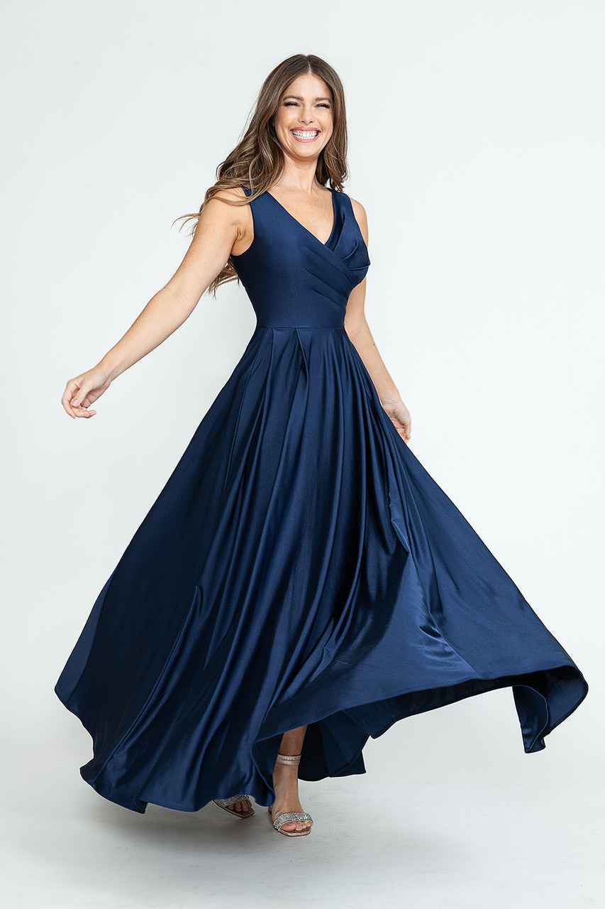 Long Pleated Formal Evening Prom Dress Lenovia 5242