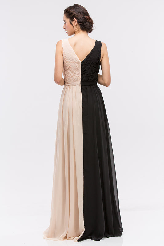 Two-Tone Chiffon V-Neck A-line Gown by Eureka 2711