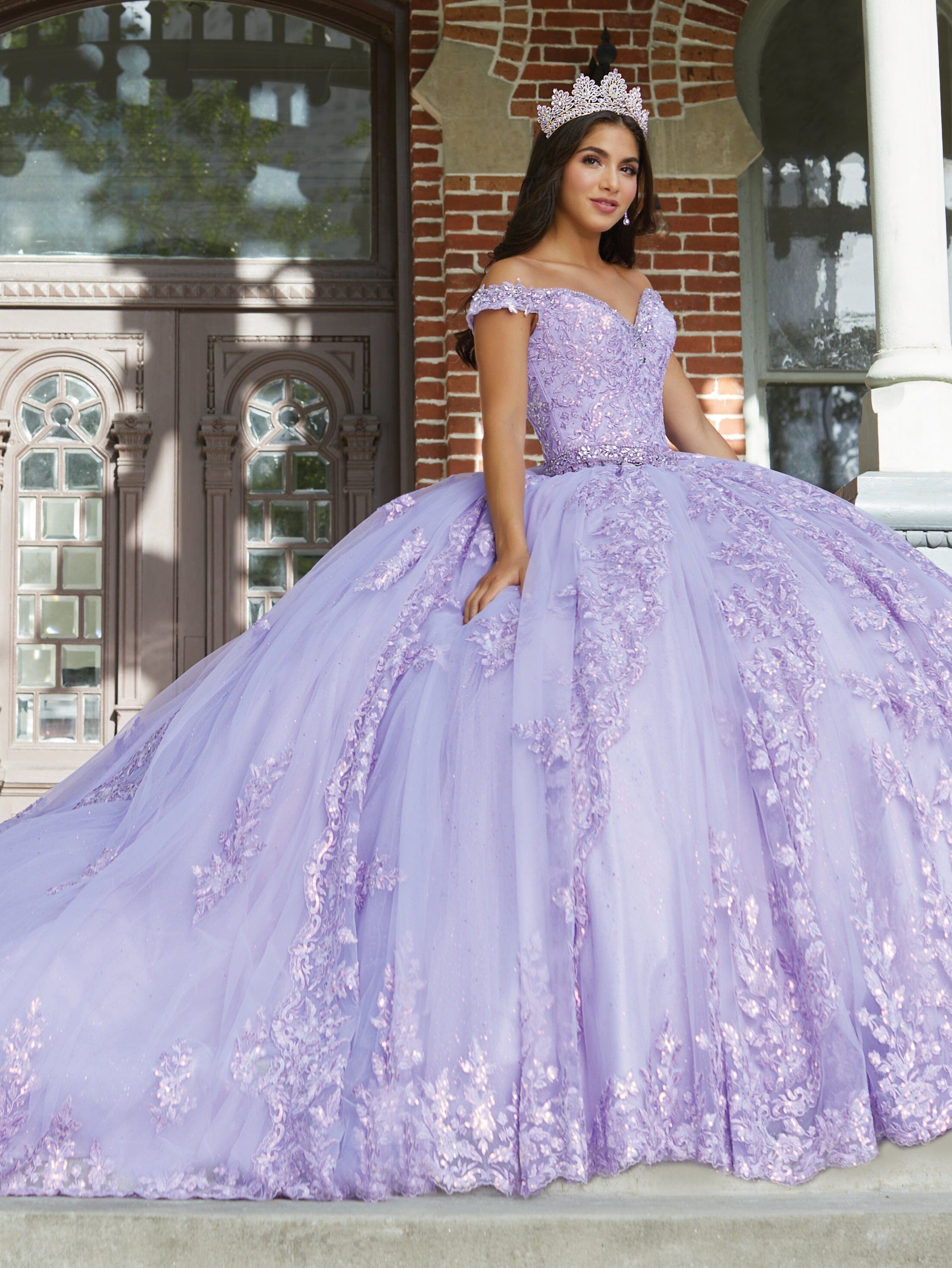 purple quinceanera dress 3-Piece Quinceanera Dress with Short Skirt by House of Wu 26048 30 / Lilac Solid