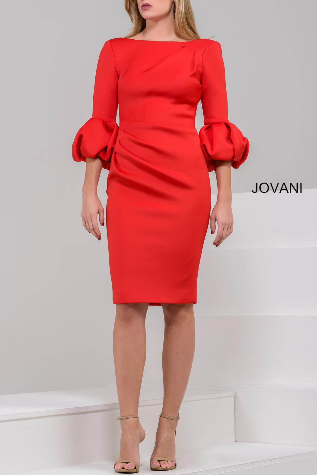 Scuba 3/4 Sleeve Cocktail Dress by Jovani 39738
