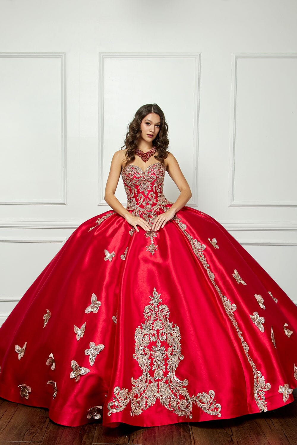 3D Butterfly Sweetheart Ball Gown by Petite Adele PQ1019