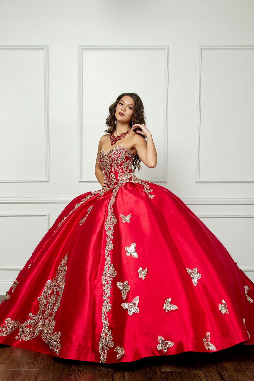 3D Butterfly Sweetheart Ball Gown by Petite Adele PQ1019