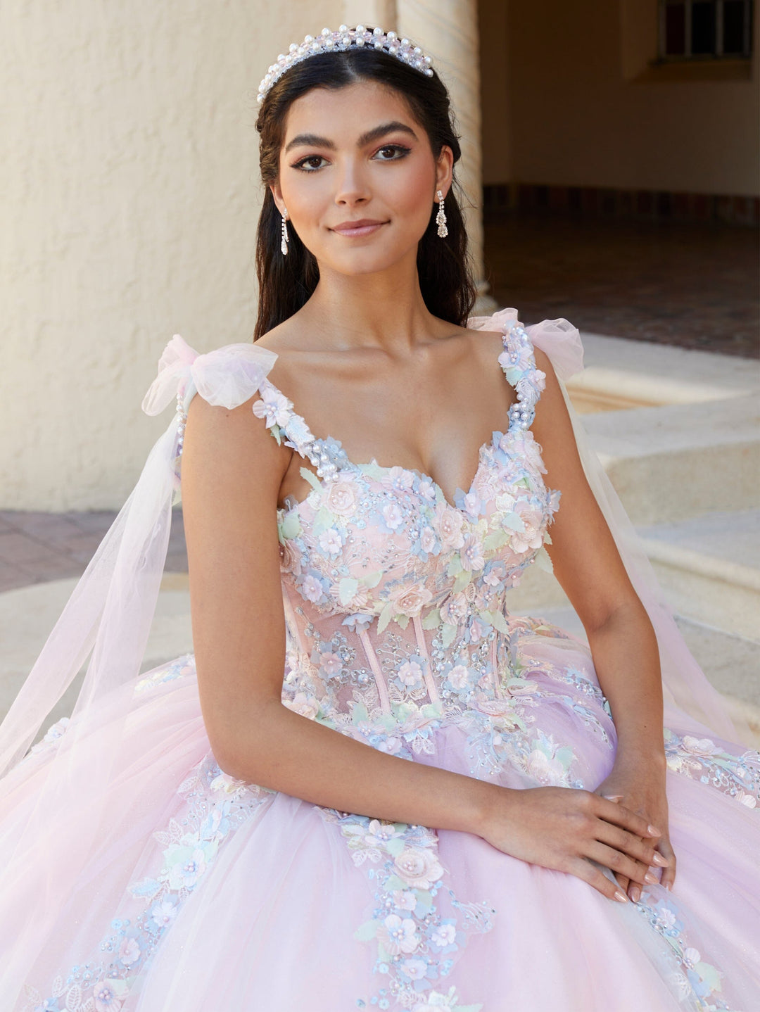 3D Floral Corset Quinceanera Dress by House of Wu 26067