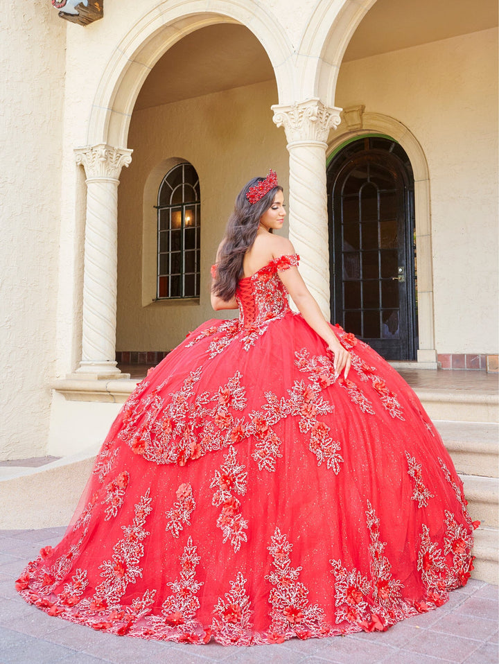 3D Floral Off Shoulder Quinceanera Dress by House of Wu 26073