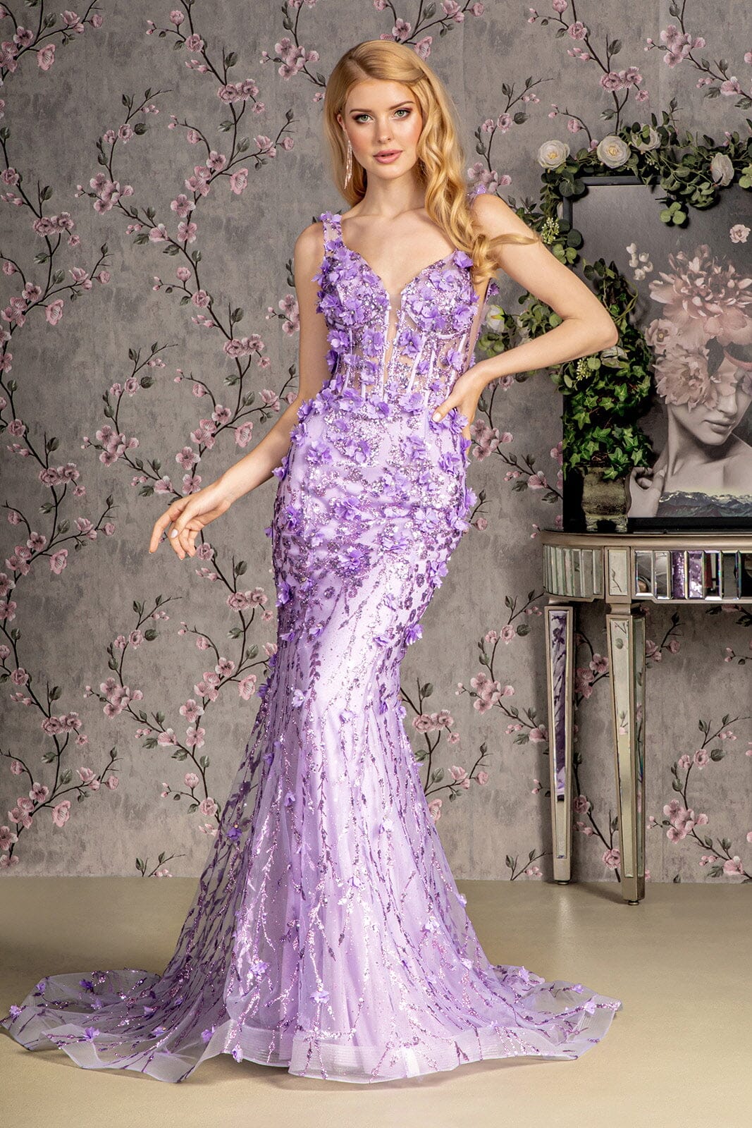 3D Floral Sleeveless Mermaid Dress by GLS Gloria GL3410 3D Floral Sleeveless Mermaid Dress by GLS Gloria GL3410