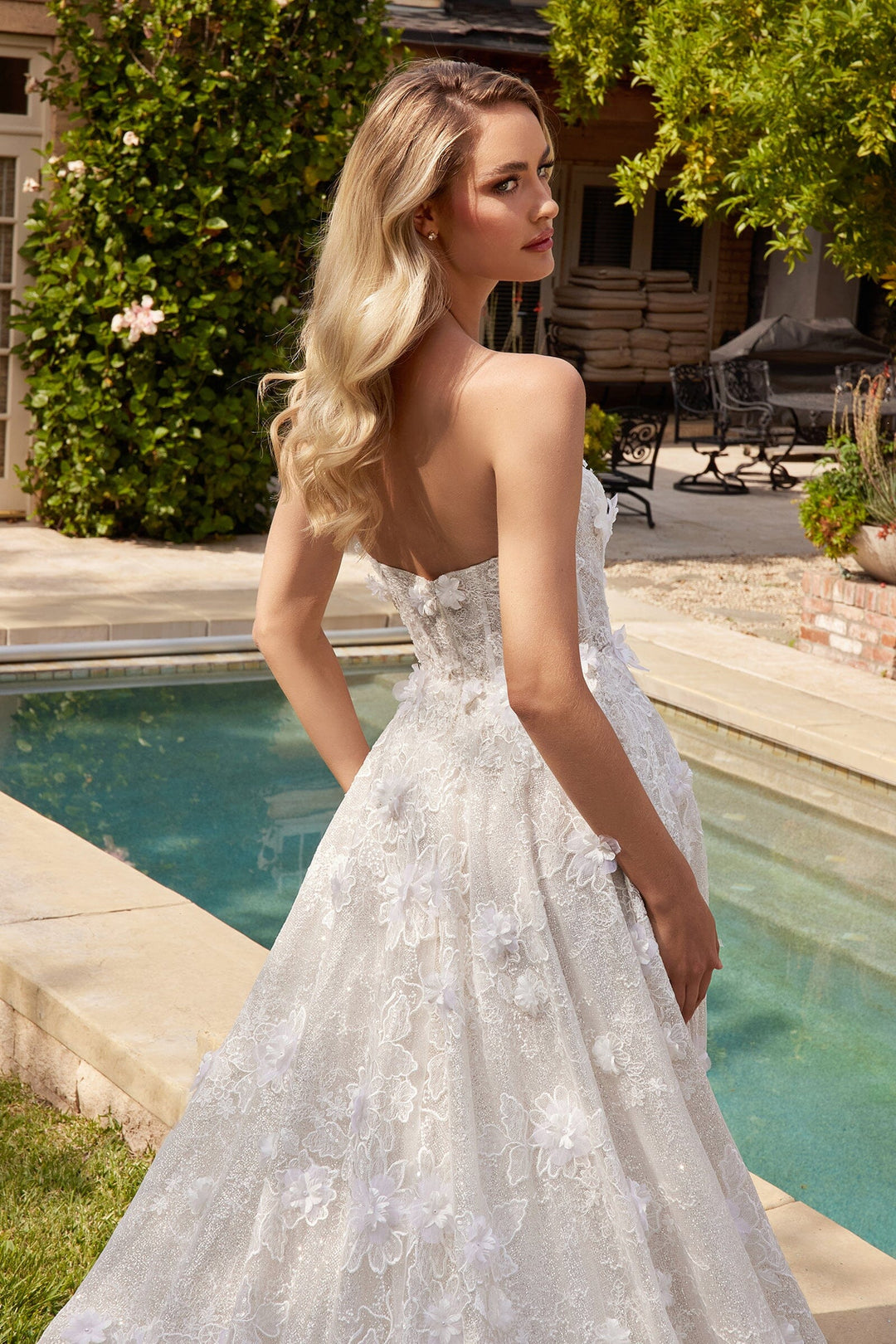 3D Floral Wedding Ball Gown by Ladivine CD860W - Outlet