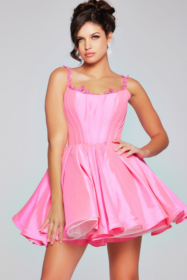 Satin Short Sleeveless A-line Dress by Jovani 40379