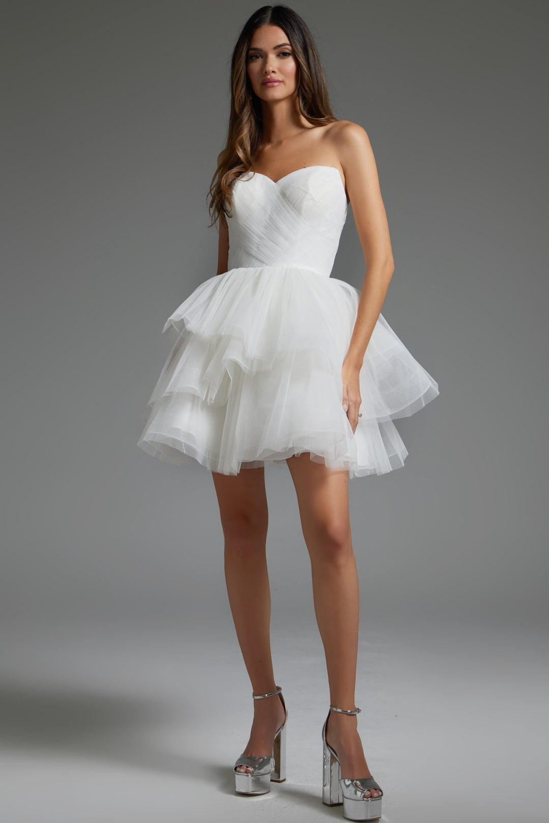 Tulle Short Strapless A-line Dress by Jovani 41054
