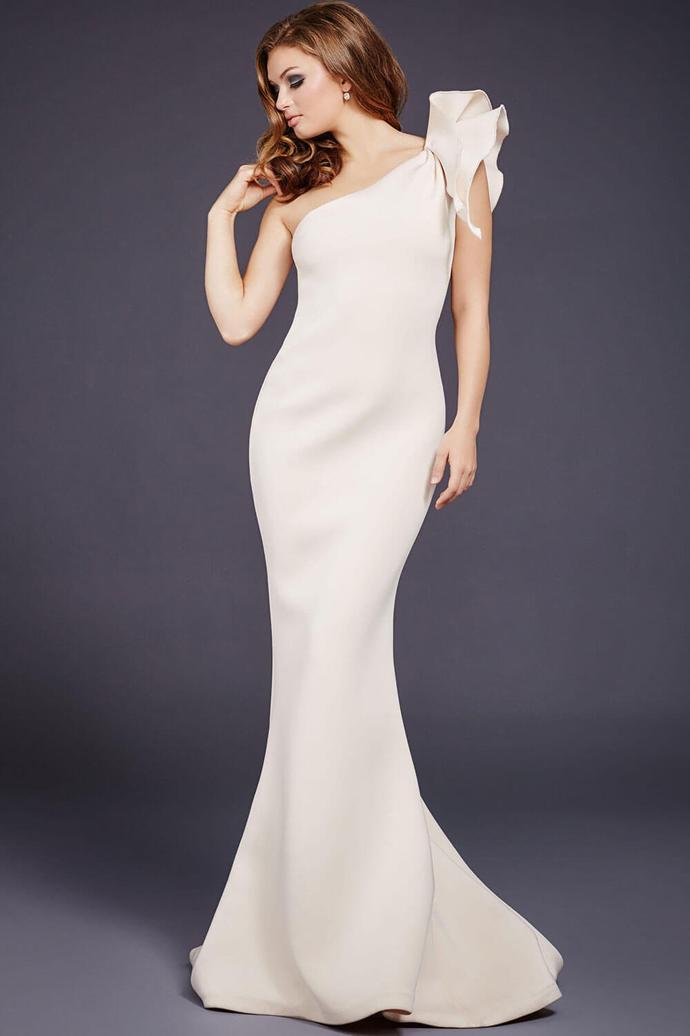 Scuba Fitted One Shoulder Gown by Jovani 32602