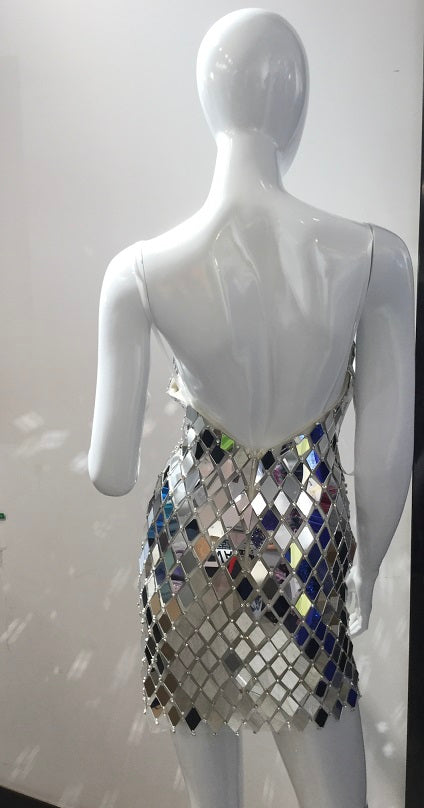 Mirror Beaded Short V-Neck Dress by Jovani 42208