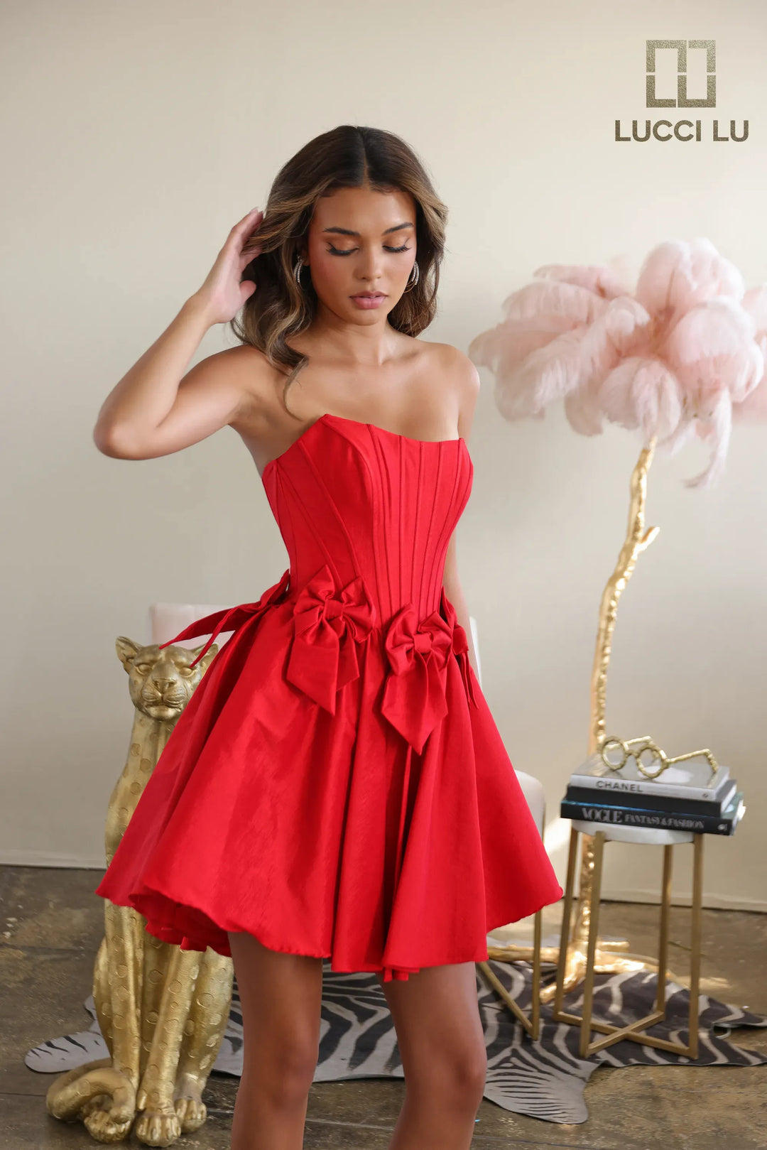 Mikado Short Strapless A-line Dress by Lucci Lu 4245