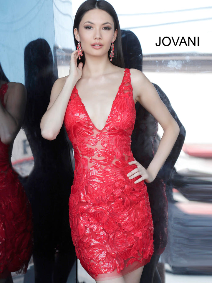 Sequin Short Sleeveless Dress by Jovani 4552