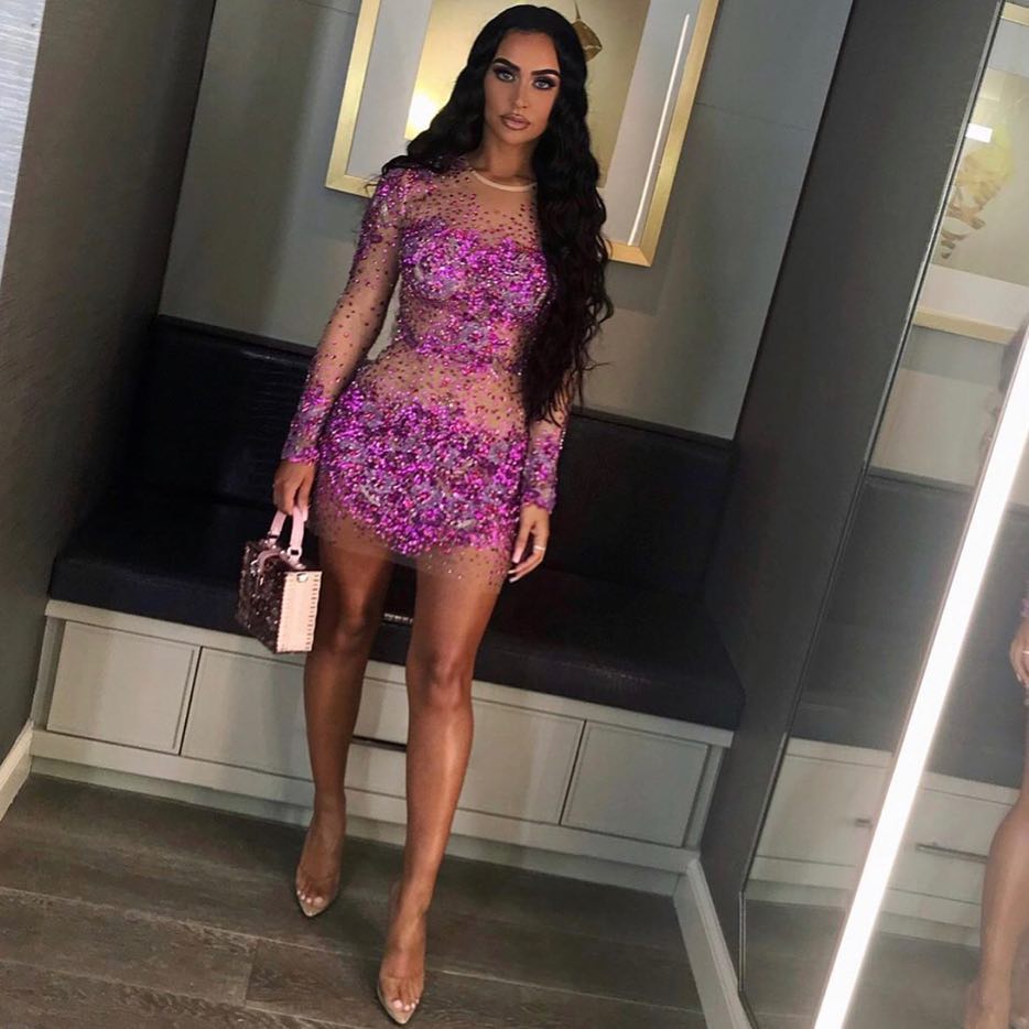 Beaded Sheer Long Sleeve Cocktail Dress by Jovani 47598