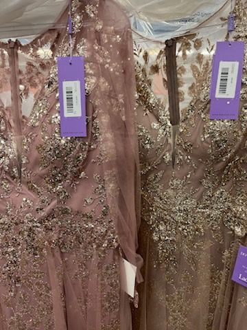 Beaded Long Sleeve A-line Gown by Ladivine CD0102