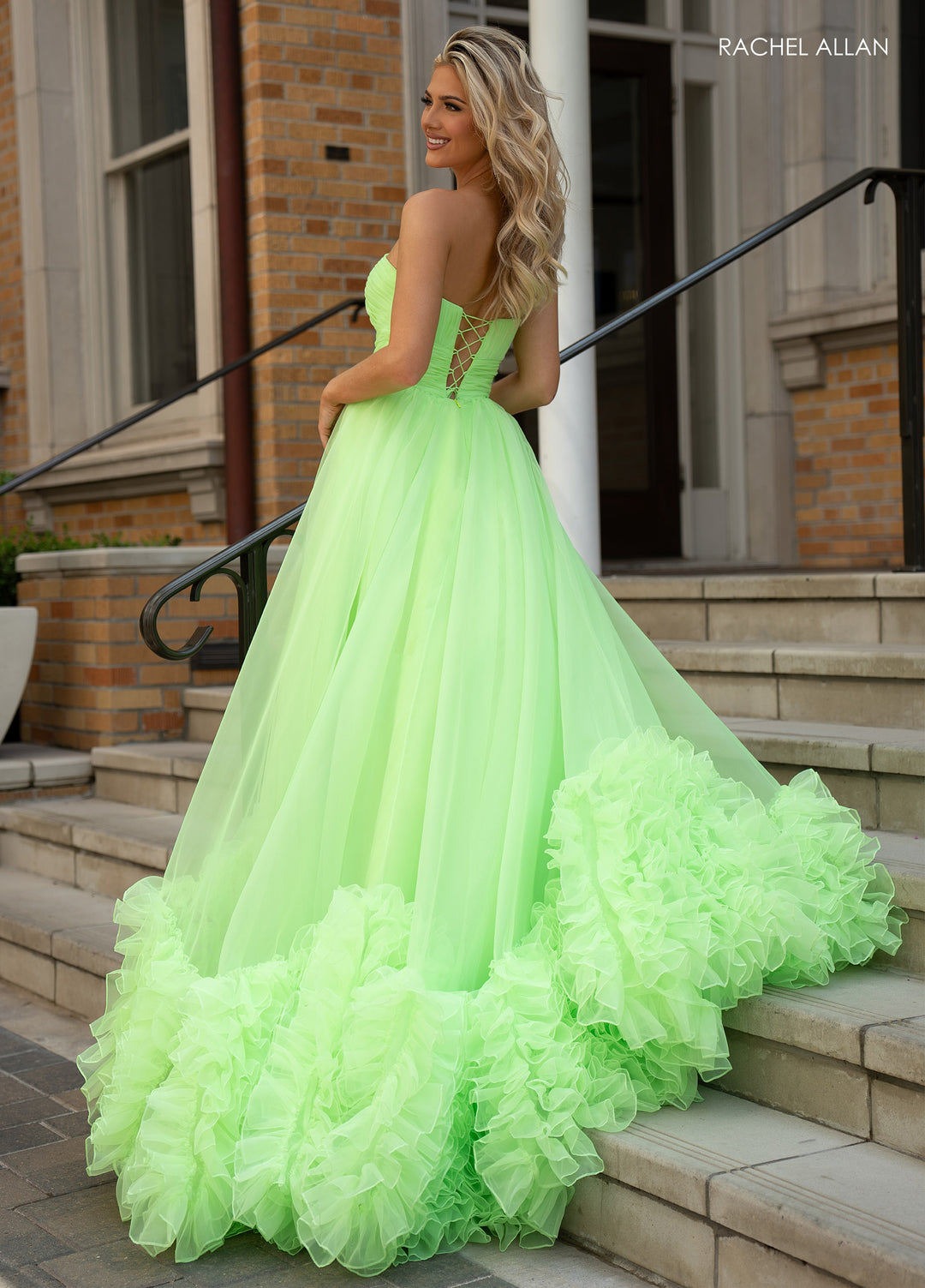Organza Strapless Ruffled Gown by Rachel Allan 70820