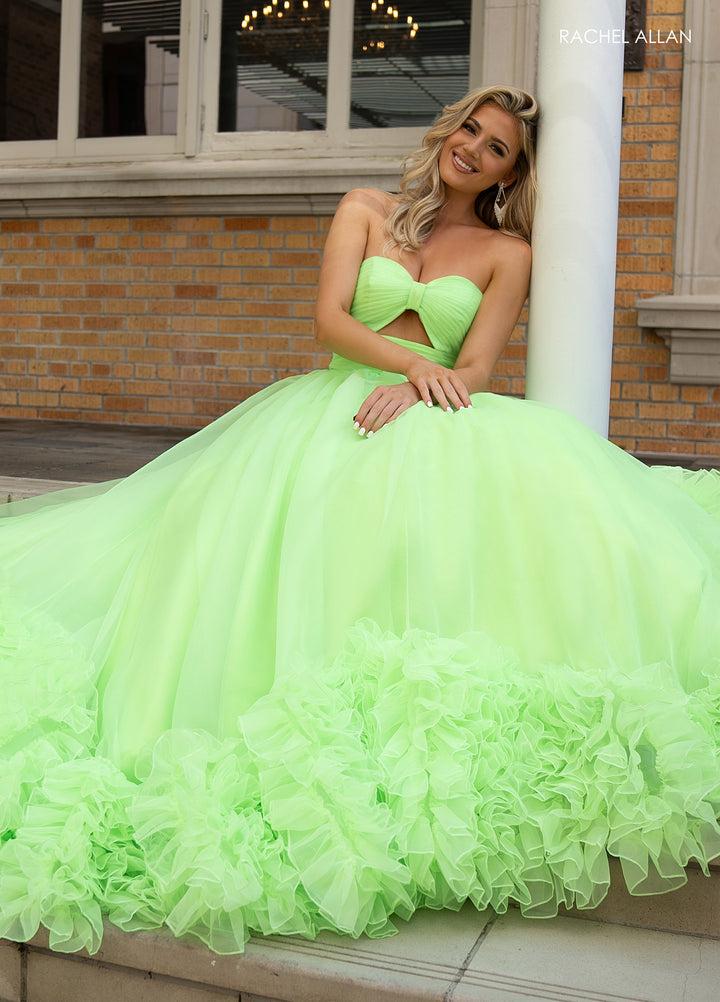Organza Strapless Ruffled Gown by Rachel Allan 70820