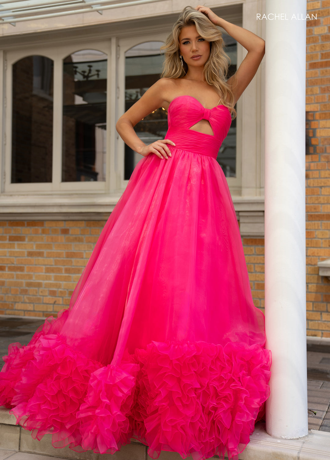 Organza Strapless Ruffled Gown by Rachel Allan 70820