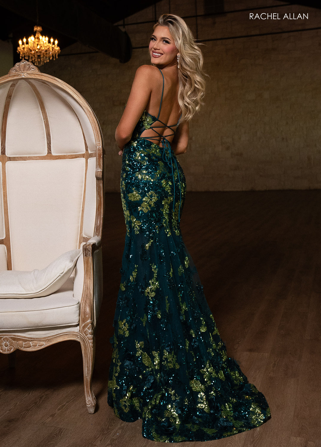 Glitter Fitted Sleeveless Gown by Rachel Allan 70858