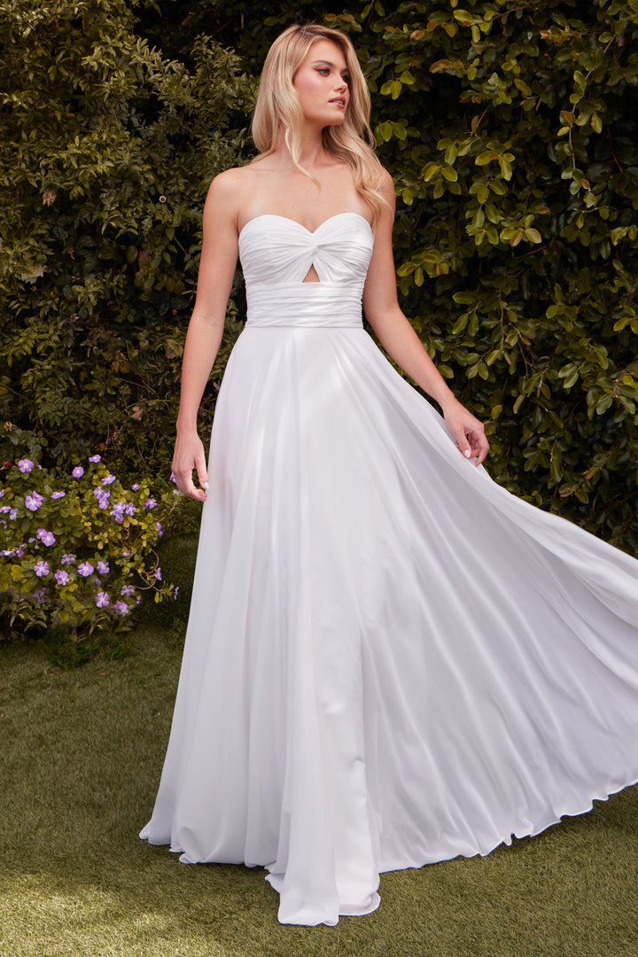 White Strapless A-line Gown by Ladivine 7435W