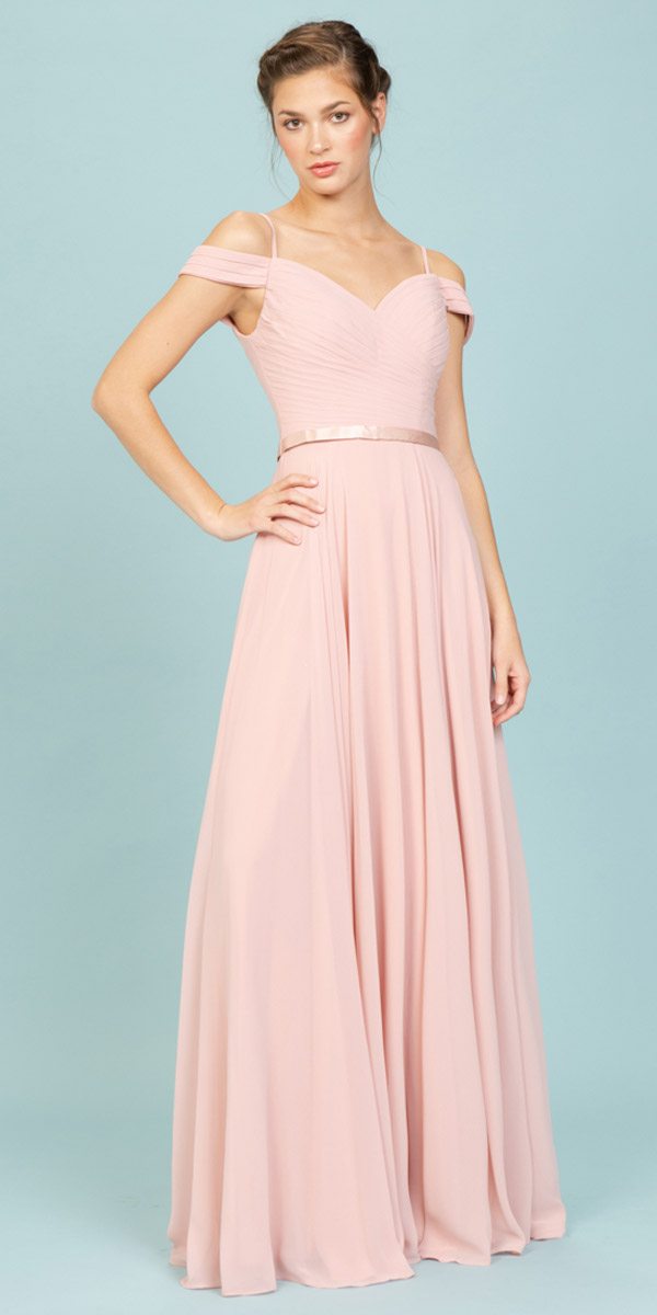 Chiffon Cold Shoulder A-line Gown by Eureka 7611