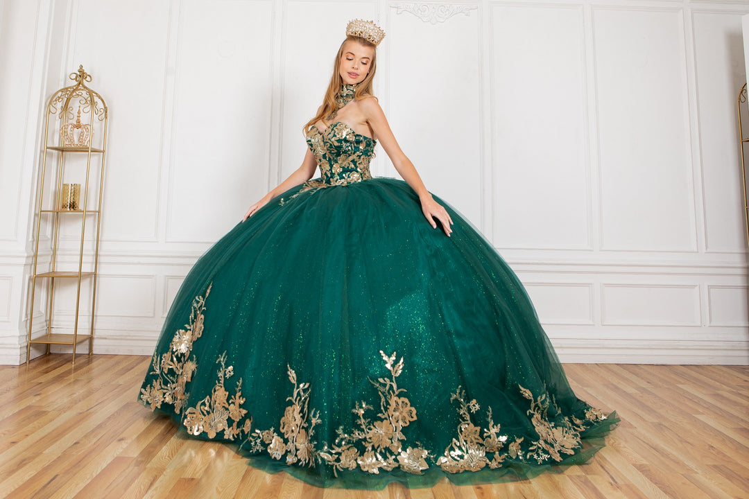 Sequin Cape Sleeve Ball Gown by Cinderella Couture 8064J